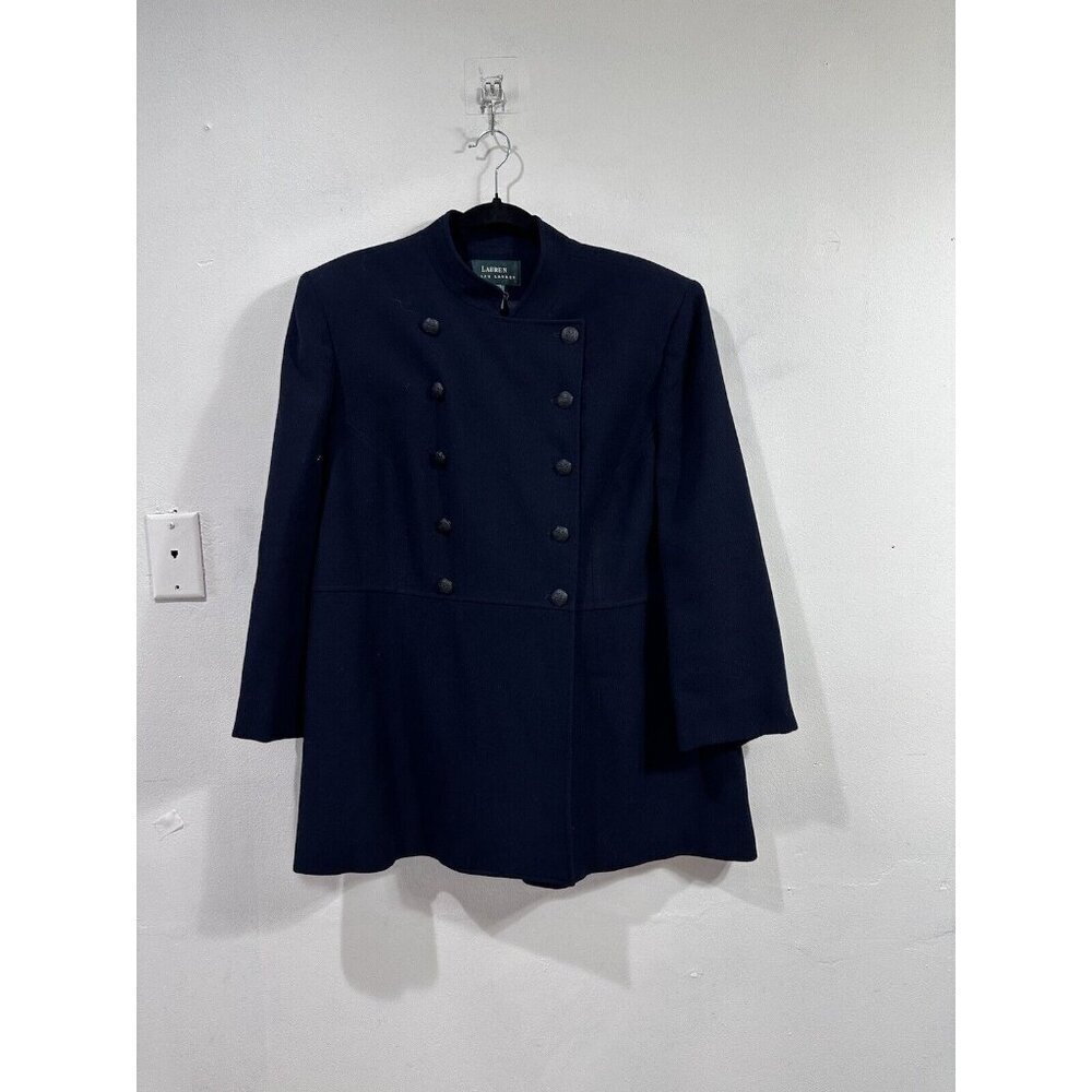 Ralph Lauren Quintessential Navy Blue Wool Gabardine Long Blazer Jacket  SZ M/L